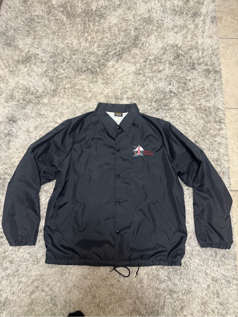 Vintage Nemesis Men's Black Windbreaker Jacket with Nautical Patch made in USA